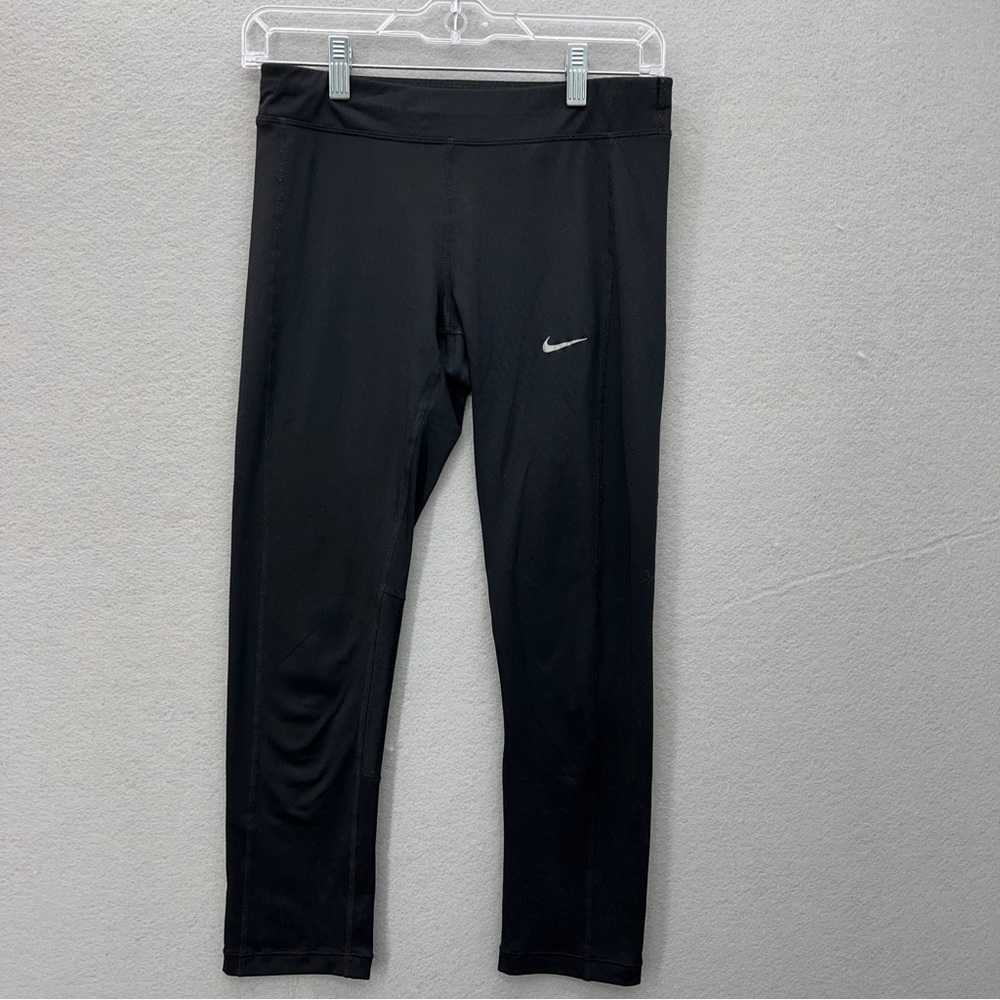 Nike Womens Small Power Essential Crop Tight Leggings Black Dri-Fit 667623-010